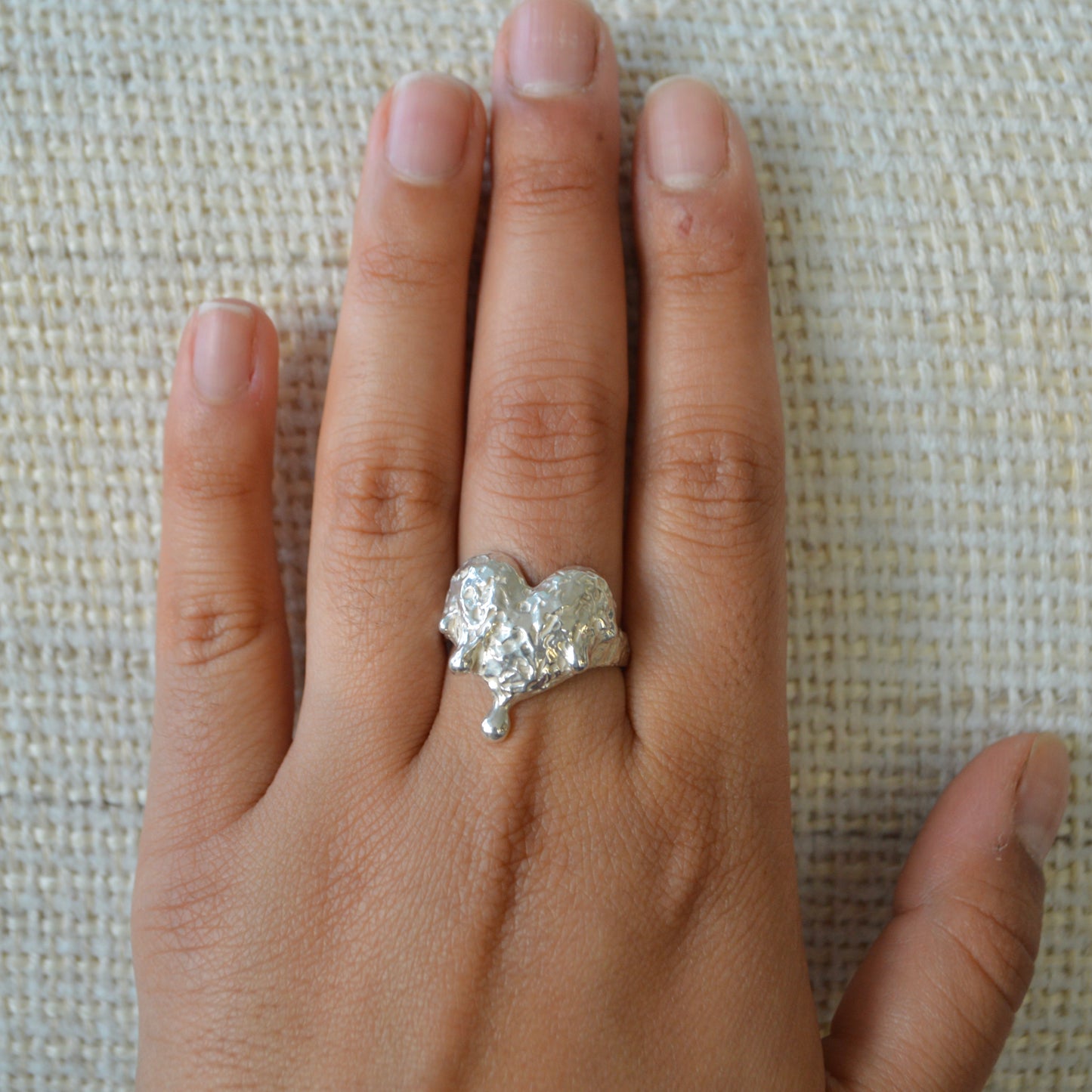 Textured Melting Heart Ring