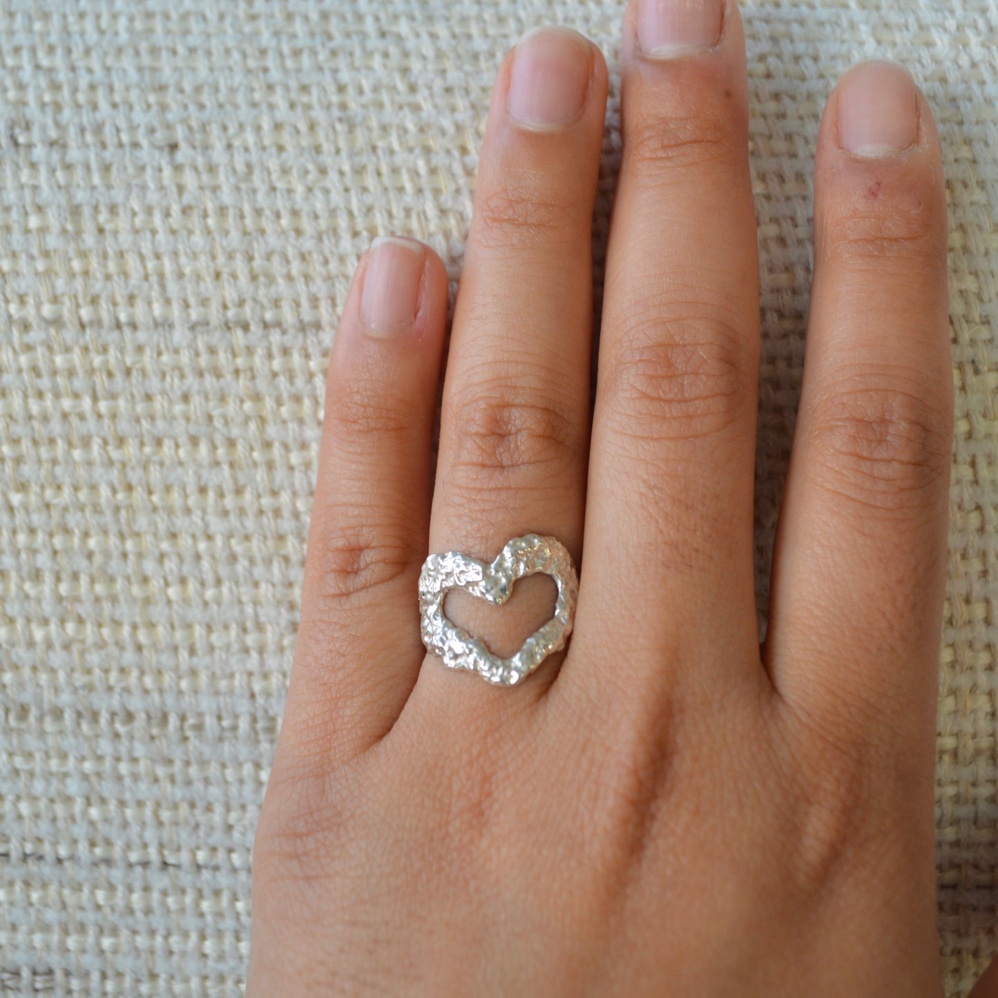 Small Textured Heart Ring