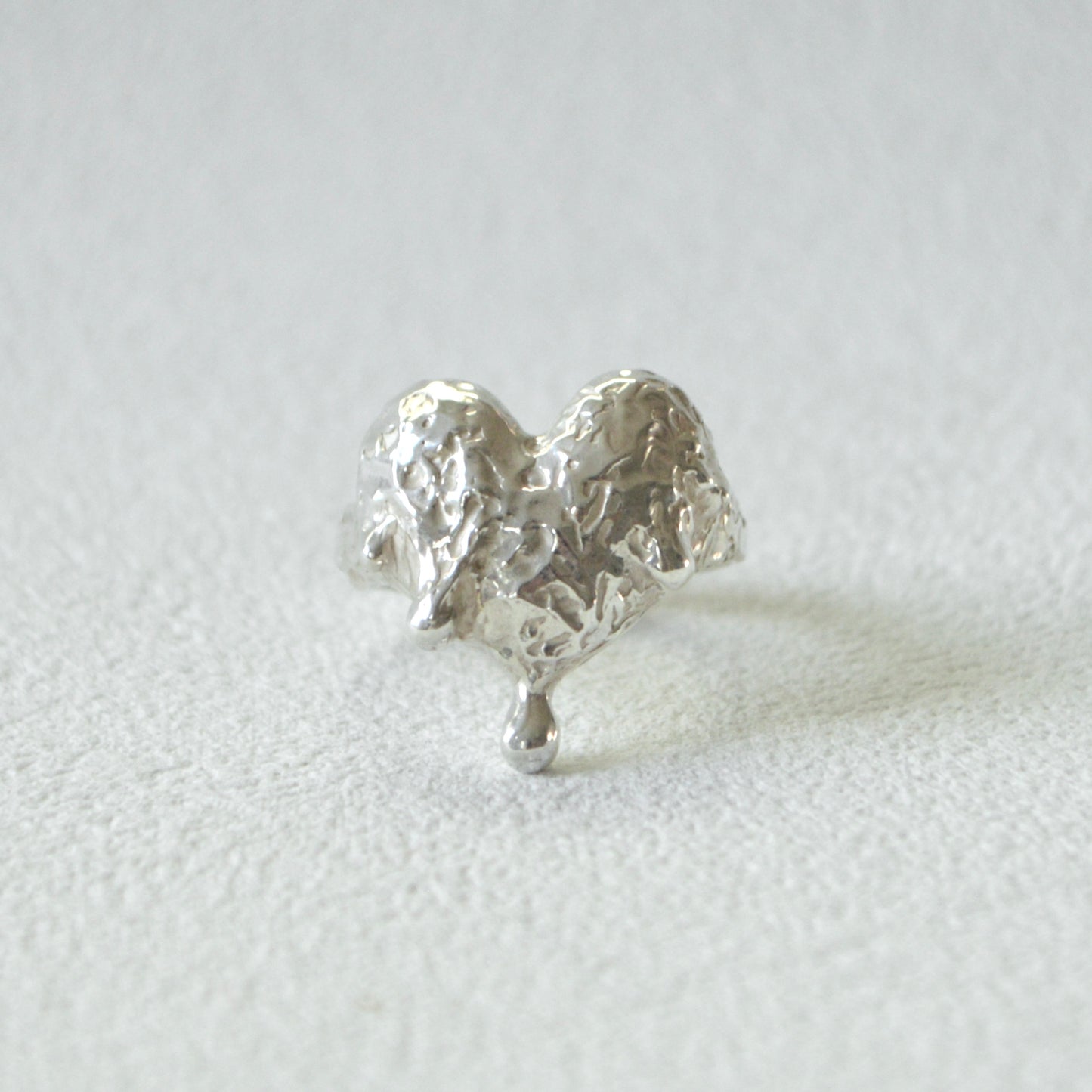Textured Melting Heart Ring