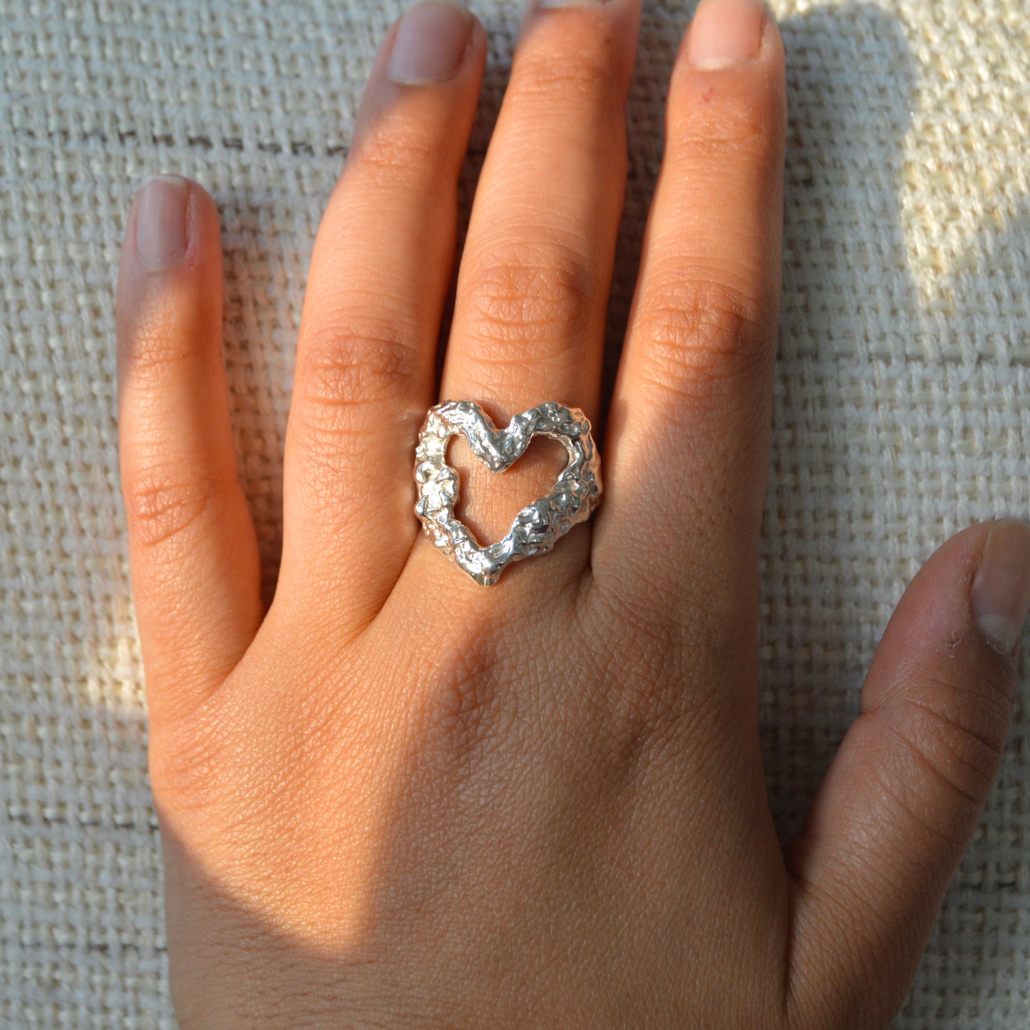 Textured Heart Ring