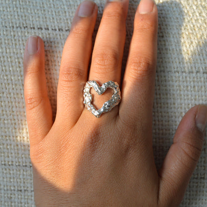 Textured Heart Ring