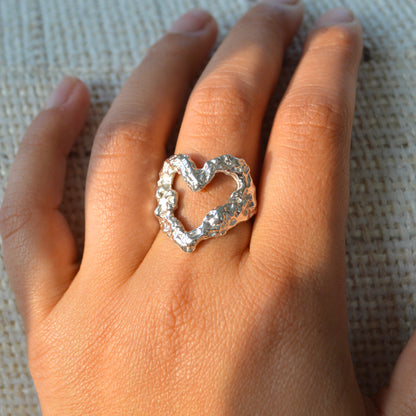 Textured Heart Ring