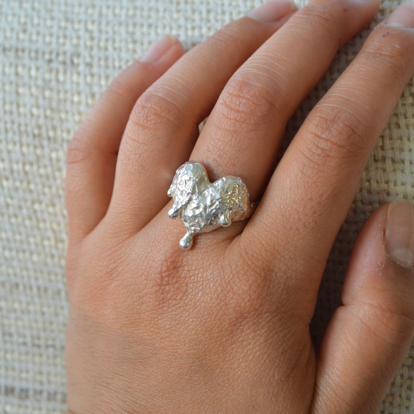 Textured Melting Heart Ring