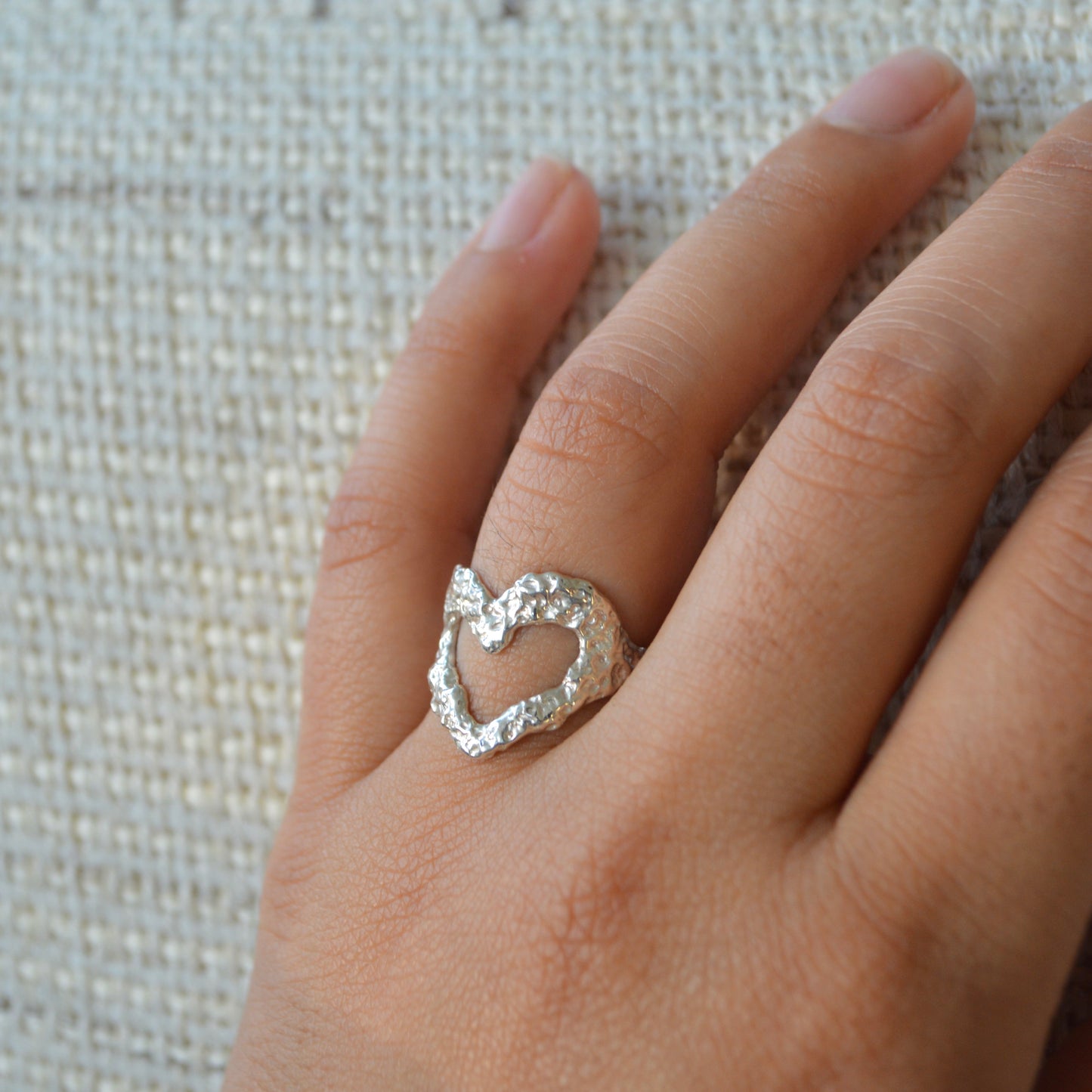 Small Textured Heart Ring