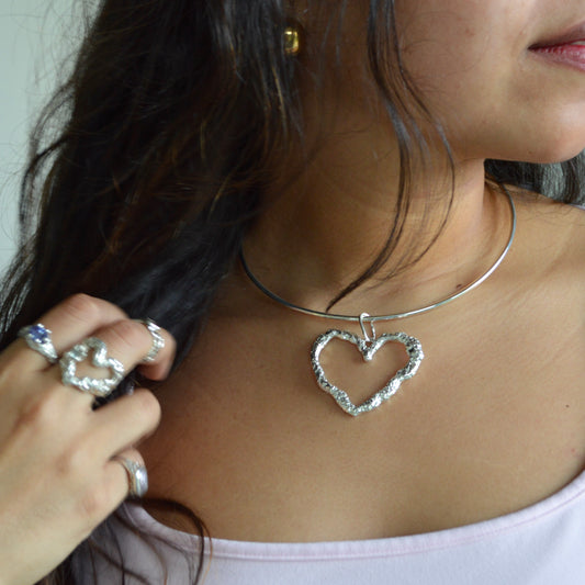 XL Textured Heart Pendant